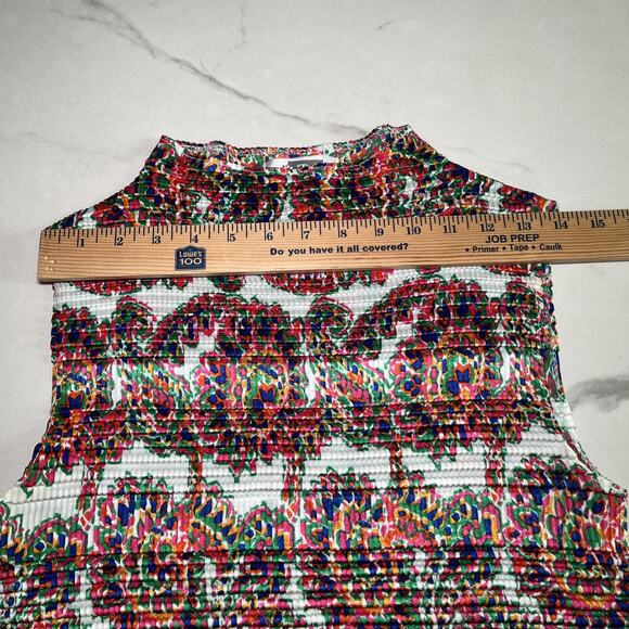 EK Designs Sleeveless Blouse Top Pleated Crepe Stretch Colorful Womens Size XL - Picture 3 of 8